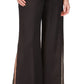 Calça feminina Michael Kors lisa com fenda alta, preta, tamanho pequeno médio
