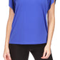Blusa feminina Michael Kors com manga pétala, azul, tamanho pequeno, médio