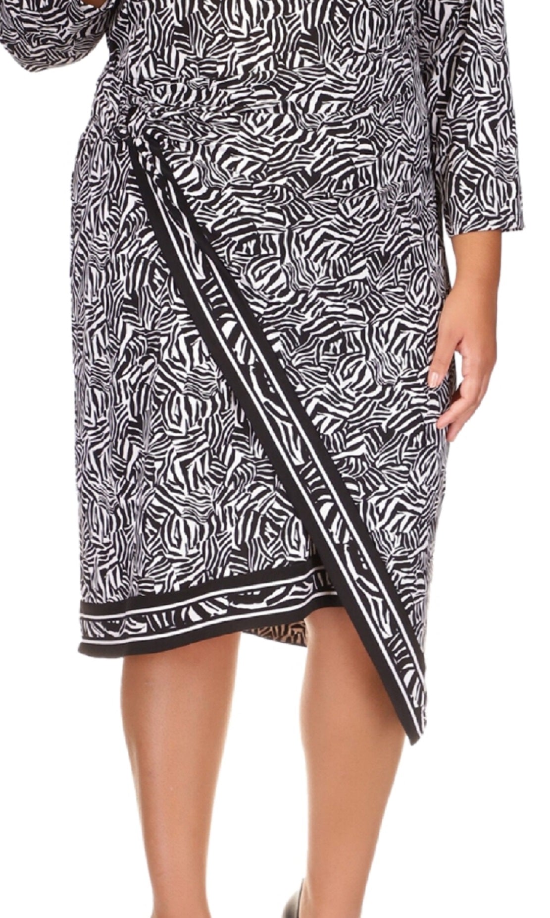 Vestido midi assimétrico com estampa de zebra plus size Michael Kors feminino, cinza, tamanho 0X