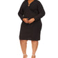 Vestido feminino Michael Kors com recorte em O e manga comprida, preto, tamanho 1X