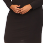Vestido feminino Michael Kors com recorte em O e manga comprida, preto, tamanho 1X