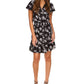 Vestido feminino Michael Kors com babados botânicos, preto, tamanho pequeno