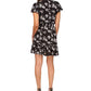 Vestido feminino Michael Kors com babados botânicos, preto, tamanho pequeno
