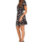 Vestido feminino Michael Kors com babados botânicos, preto, tamanho pequeno