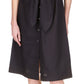Vestido camisa de algodão feminino Michael Kors com amarração na cintura, preto, tamanho extragrande