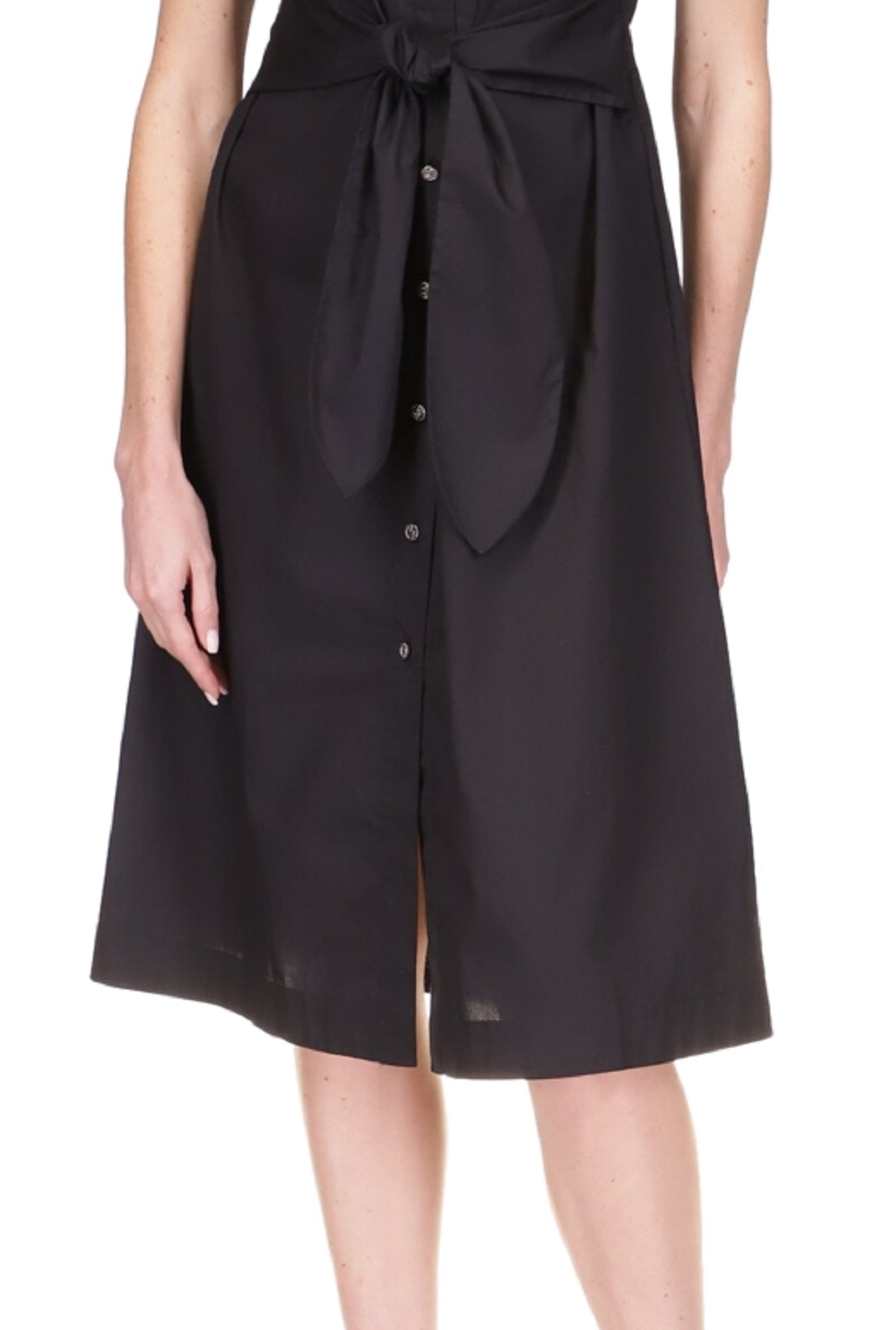 Vestido camisa de algodão feminino Michael Kors com amarração na cintura, preto, tamanho extragrande