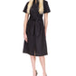 Vestido camisa de algodão feminino Michael Kors com amarração na cintura, preto, tamanho extragrande