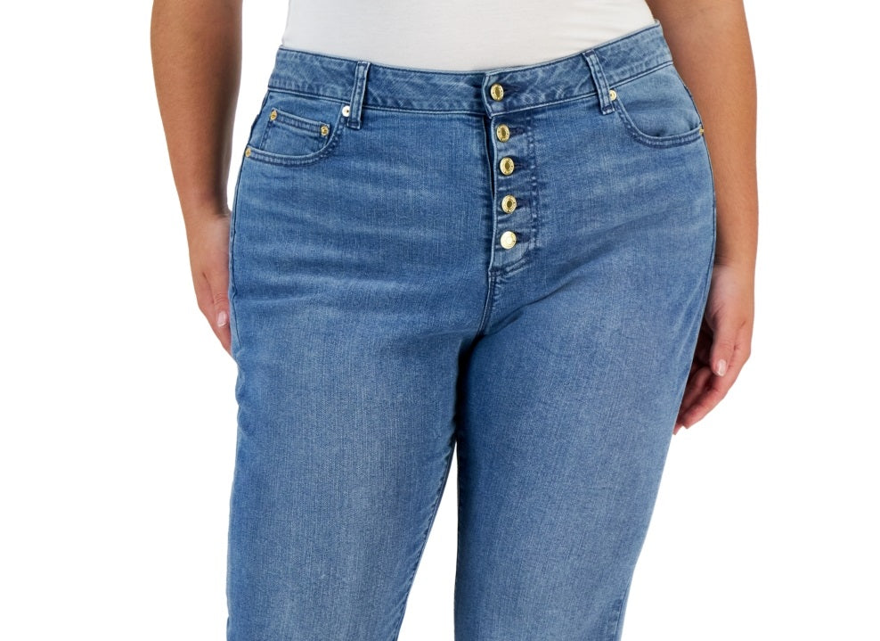 Calça jeans skinny feminina Michael Kors de cintura alta, azul, tamanho 20W