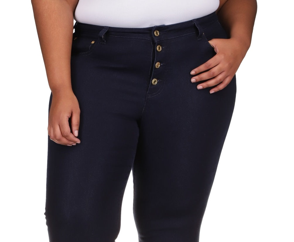 Calça jeans skinny feminina Michael Kors de cintura alta, azul, tamanho 20W