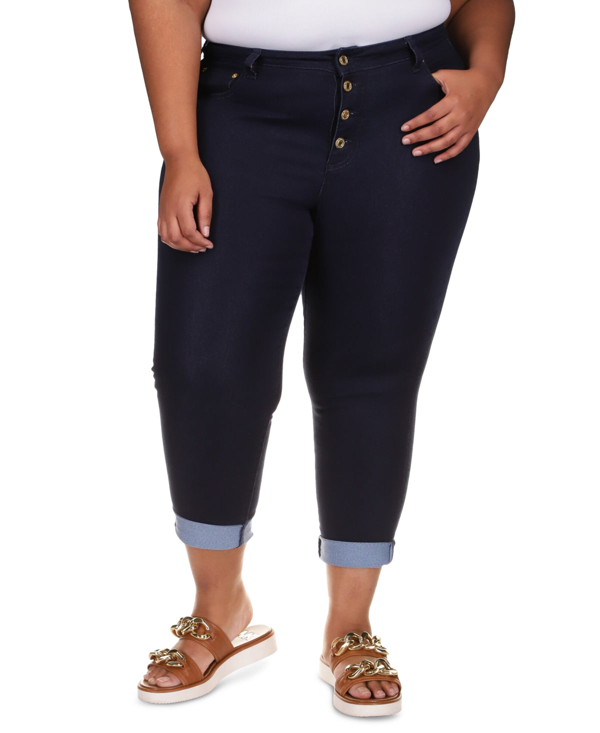 Calça jeans skinny feminina Michael Kors de cintura alta, azul, tamanho 20W