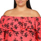 Blusa feminina Michael Kors com babados e ombro caído, rosa, tamanho 2X