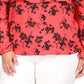 Blusa feminina Michael Kors com babados e ombro caído, rosa, tamanho 2X