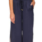 Calça feminina Michael Kors com estampa de corrente e fenda alta, tamanho grande, azul