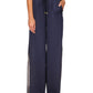 Calça feminina Michael Kors com estampa de corrente e fenda alta, tamanho grande, azul