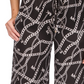 Calça feminina Michael Kors com estampa de corrente e fenda alta, preta, tamanho pequeno, extrapequeno