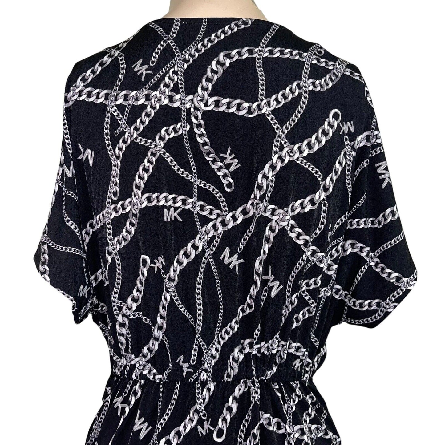 Vestido feminino Michael Kors com amarração na cintura falsa, preto, tamanho pequeno