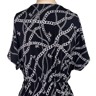 Vestido feminino Michael Kors com amarração na cintura falsa, preto, tamanho pequeno