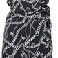 Vestido feminino Michael Kors com amarração na cintura falsa, preto, tamanho pequeno