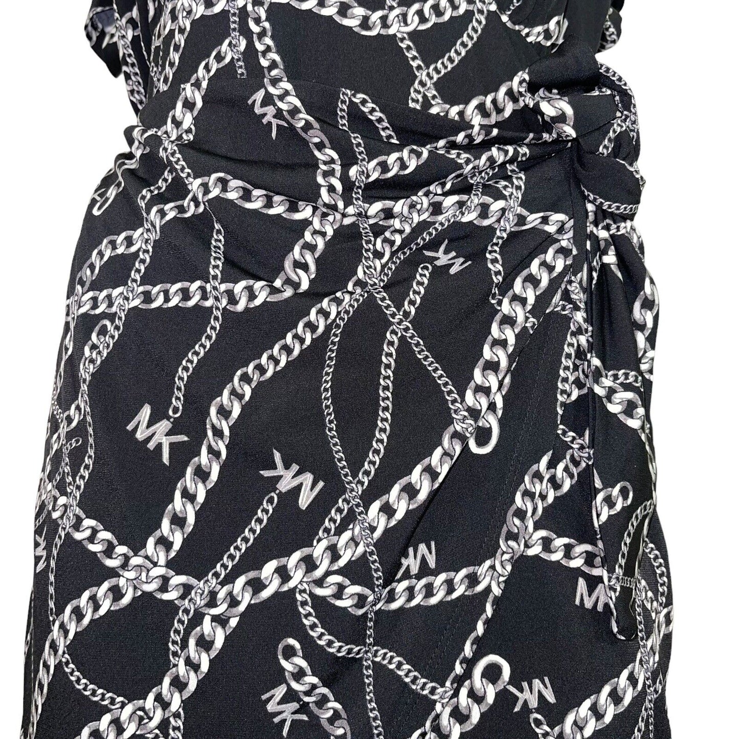 Vestido feminino Michael Kors com amarração na cintura falsa, preto, tamanho pequeno