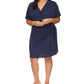 Vestido envelope falso de manga curta feminino Michael Kors, azul, tamanho 2X
