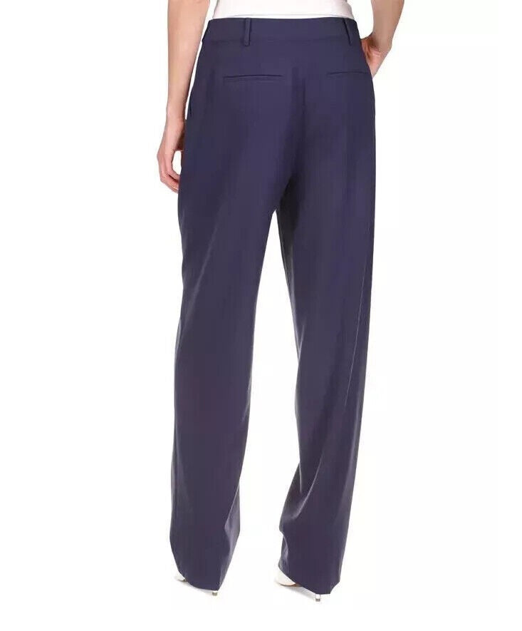 Calça feminina Michael Kors com prega única e estilo profissional, azul