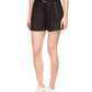 Shorts femininos Michael Kors de algodão popeline com cinto, preto, tamanho 0