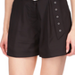 Shorts femininos Michael Kors de algodão popeline com cinto, preto, tamanho 0