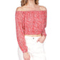 Blusa feminina Michael Kors com estampa de zebra e ombro de fora, rosa, tamanho pequeno