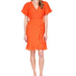 Vestido curto envelope falso feminino Michael Kors laranja tamanho grande