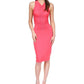 Vestido midi sem mangas franzido feminino Michael Kors, rosa, tamanho extrapequeno