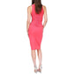 Vestido midi sem mangas franzido feminino Michael Kors, rosa, tamanho extrapequeno