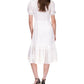 Vestido feminino Michael Kors texturizado com risca de giz e amarração frontal, branco, tamanho pequeno grande