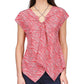 Michael Kors Top feminino com bainha de lenço e corrente de zebra rosa