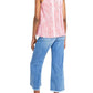 Blusa plissada com estampa de zebra e corrente Michael Kors feminina, rosa