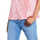 Blusa plissada com estampa de zebra e corrente Michael Kors feminina, rosa