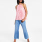 Blusa plissada com estampa de zebra e corrente Michael Kors feminina, rosa
