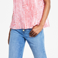 Blusa plissada com estampa de zebra e corrente Michael Kors feminina, rosa