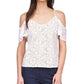 Michael Kors Top Feminino de Renda com Ombros Descobertos e Corrente, Branco, Tamanho X-G