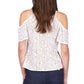 Michael Kors Top Feminino de Renda com Ombros Descobertos e Corrente, Branco, Tamanho X-G