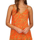 Regata plissada com estampa de corrente feminina Michael Kors, laranja, tamanho X-S