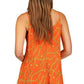 Regata plissada com estampa de corrente feminina Michael Kors, laranja, tamanho X-S