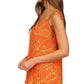Regata plissada com estampa de corrente feminina Michael Kors, laranja, tamanho X-S