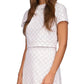 Blusa curta feminina Michael Kors Geo Eyelet manga curta branca tamanho 8