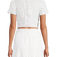 Blusa curta feminina Michael Kors Geo Eyelet manga curta branca tamanho 8