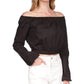 Blusa de popeline feminina Michael Kors com ombro caído, preta