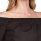 Blusa de popeline feminina Michael Kors com ombro caído, preta