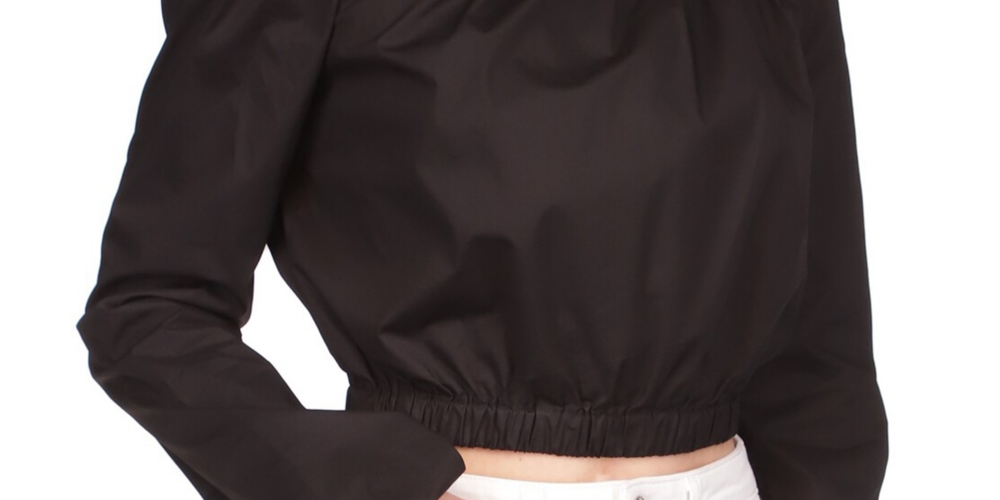 Blusa de popeline feminina Michael Kors com ombro caído, preta
