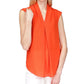 Blusa plissada de crepe com riscas Michael Kors feminina, laranja, tamanho X-S