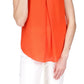 Blusa plissada de crepe com riscas Michael Kors feminina, laranja, tamanho X-S