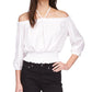 Blusa Michael Kors Feminina Manga Longa Smocked Branca Tamanho X-G